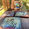 Hawaiian Coaster Set | Square Ceramic Raku Honu (Sea Turtle) - Image 7