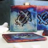 Hawaiian Coaster Set | Square Ceramic Raku Honu (Sea Turtle)