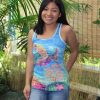 Hawaiian Underwater Sea Turtle Honu cotton poly women's tank top standard women's fit