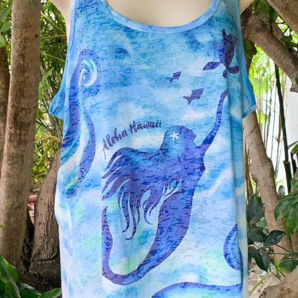Hawaiian Mermaid design tank top soft cotton poly blend