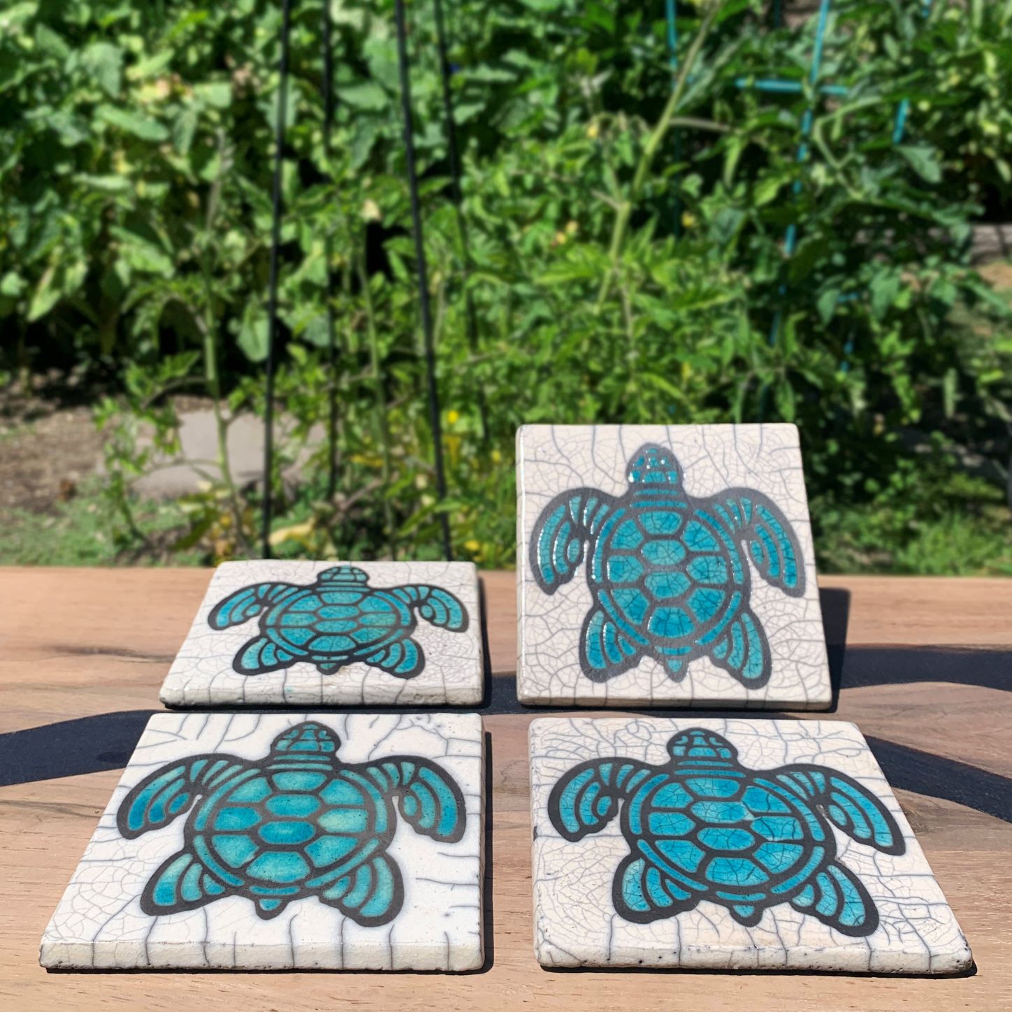 Free Shipping Islander Hawaiian Ceramic Coaster Set Tribal Honu Sea Turtle 