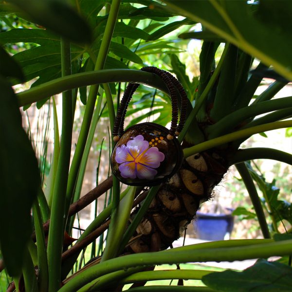 Coconut Purse | Hand Painted Lavender Hibiscus