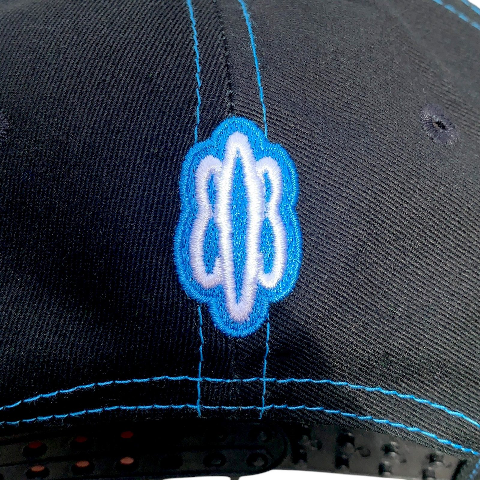 Black twill cotton blend hat with embroidered variated blue Aloha and Hawaiian Islands - Image 2