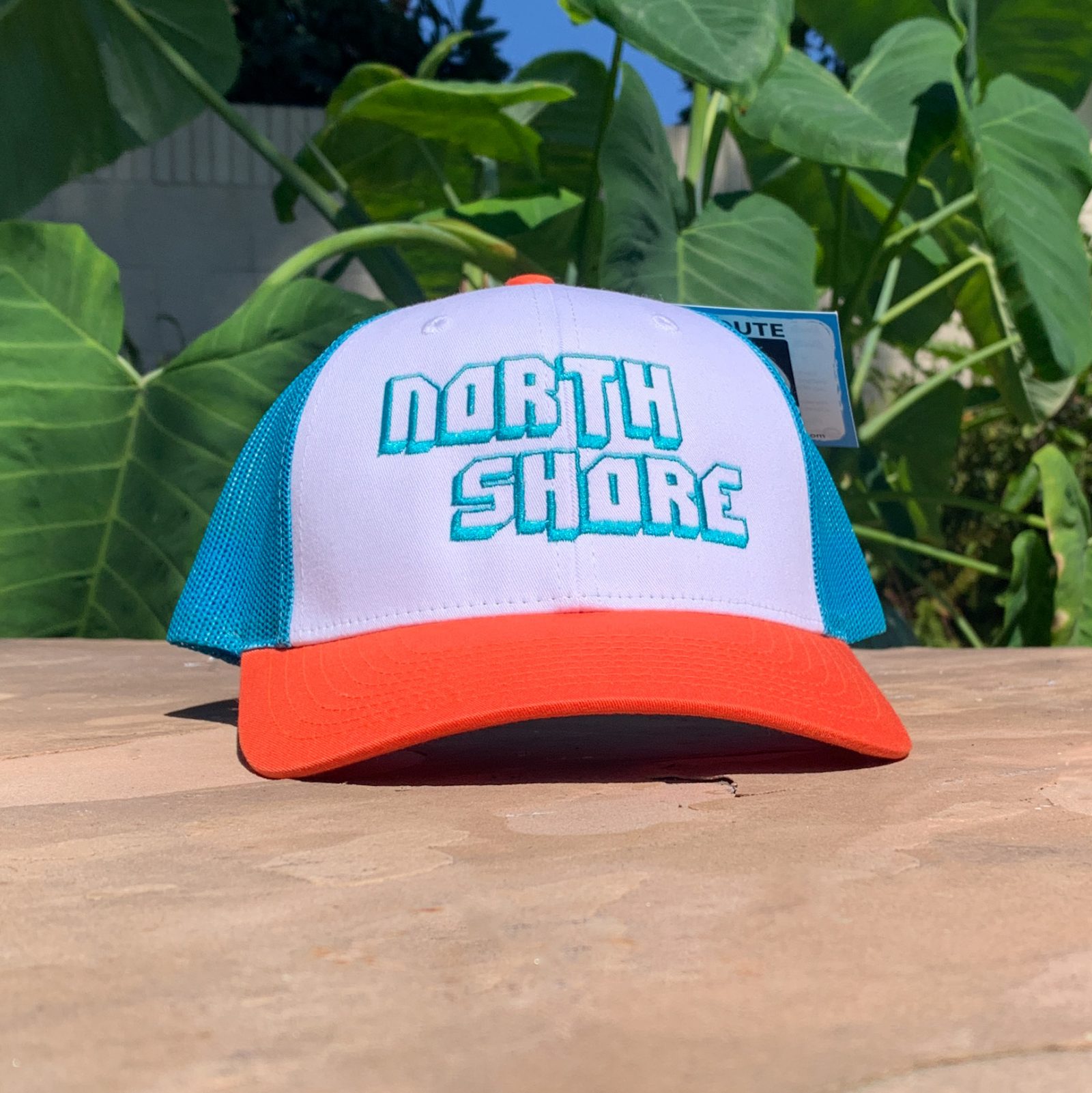 North Shore hat in turquoise blue, orange and white by Route 99 of Oahu